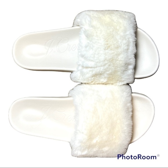 NWT J.Crew Pacific Fluffy Slide On Sandal White Size 8.5 - Picture 5 of 5